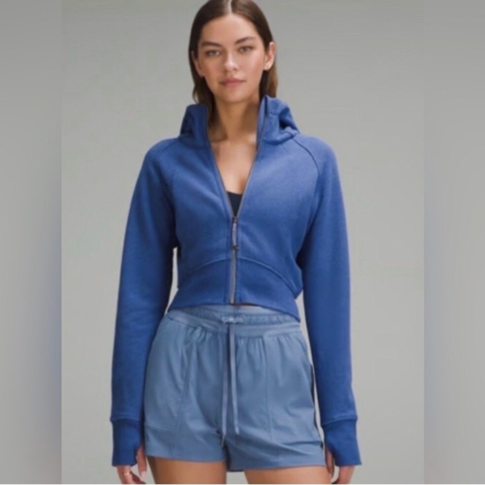 Lululemon Scuba Full-Zip Cropped Hoodie in Heathered Oasis Blue Size 6
